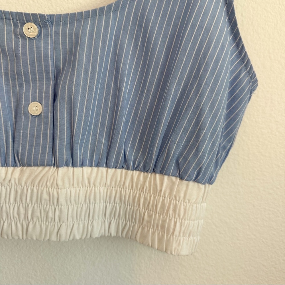 Zara Cropped Combination Striped Poplin Top - Picture 4 of 5